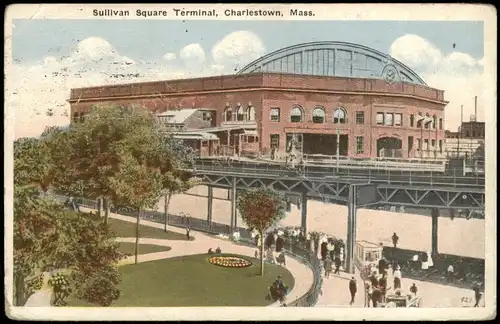 Postcard Charlestown Sullivan Square Terminal, Charlestown, Mass. 1931