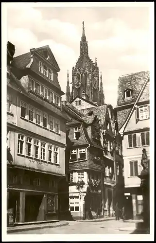 Ansichtskarte Frankfurt am Main Saalgasse mit Blick zum Dom 1950