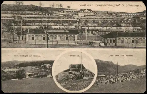 Ansichtskarte Münsingen (Württemberg) Truppenübungsplatz MB 1918  gel. Feldpost