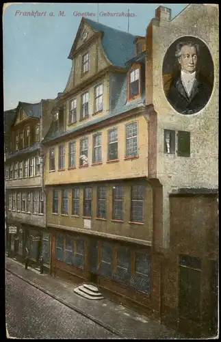 Ansichtskarte Frankfurt am Main Goethehaus, Straße, Porträt 1913