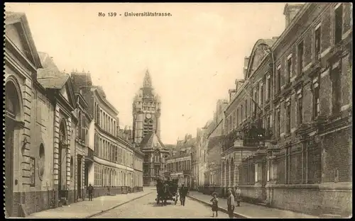 CPA Douai Universitätsstraße 1917  Feldpoststempel Mobile Bahnhofs Kommandantur