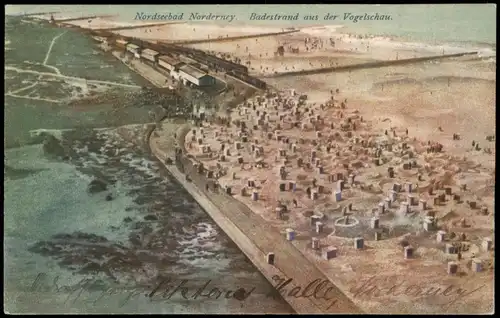 Ansichtskarte Norderney Strand aus der Vogelschau 1927