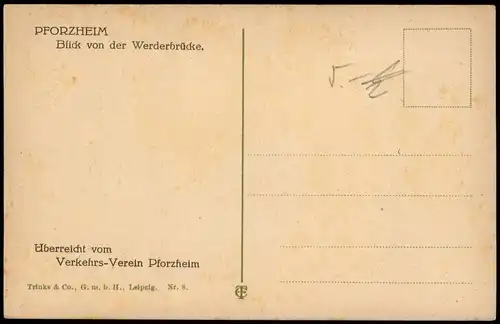 Ansichtskarte Pforzheim Umland-Ansicht Blick von der Werderbrücke 1910