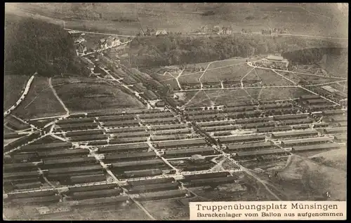 Münsingen (Württemberg) Truppenübungsplatz Barackenlager Ballon  Luftbild 1910