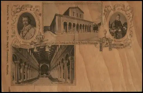 München Holzkarte zum 50 jährigen Jubiläum Bonifatius-Kirche 1904