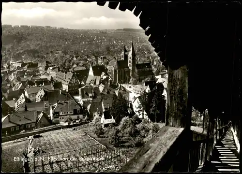 Ansichtskarte Esslingen Panorama-Ansicht Blick von der Burg-Treppe 1960