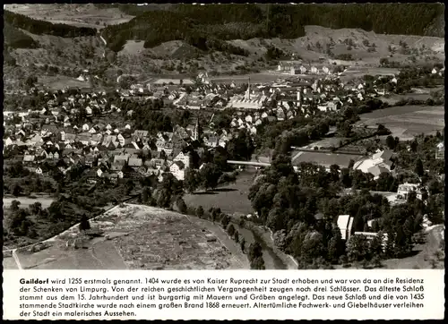 Ansichtskarte Gaildorf Luftbild Luftaufnahme mit Orts-Chronik-Text 1960
