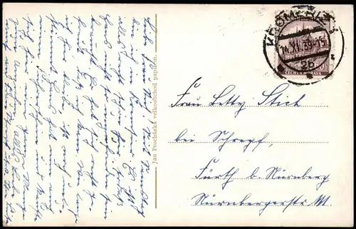 Postcard Kremsier Kroměříž Kolonáda ve Květné zahradě 1939