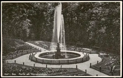 Ansichtskarte Hof (Saale) Park Theresienstein - Fontaine 1937