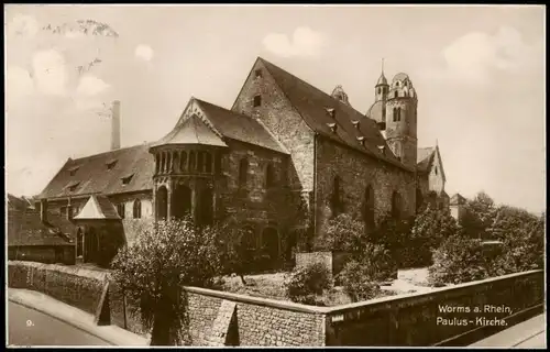 Ansichtskarte Worms Paulus-Kirche, Fotokarte 1928