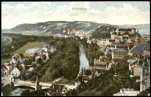 Ansichtskarte Tübingen Stadt, Fluss - Brücke 1909