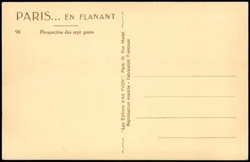 CPA Paris Perspective des sept ponts 1928