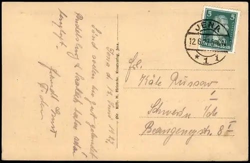 Saaleck-Bad Kösen Dort Saaleck, hier die Rudelsburg 1927  gel. Stempel Jena