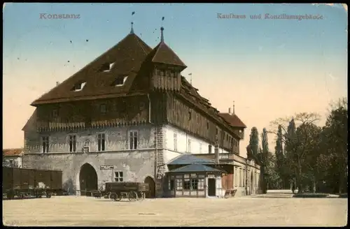 Ansichtskarte Konstanz Kaufhaus und Konziliumsgebäude 1912