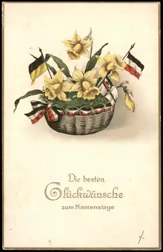 Ansichtskarte  Glückwunsch Geburtstag BirthdayPatriotika Blumenbuquett 1915