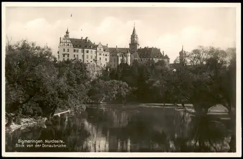 Ansichtskarte Sigmaringen Blick von der Donaubrücke. Nordseite 1932