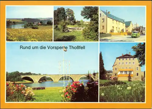 Thoßfell-Neuensalz Blick nach Altensalz, Parkanlage - Zobes, Hauptstraße - Thoßfell, Autobahnbrücke bei Altensalz, Parkgaststätte - Thoßfell 1981