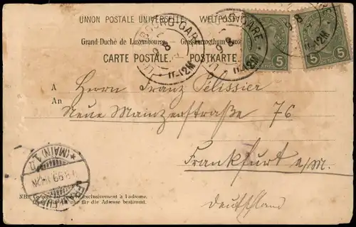 Postcard Litho AK Luxemburg Mehrbild Gruss aus 1899   gel. Briefmarken Luxemburg