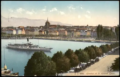 Ansichtskarte Genf Genève Schiffe Dampfer Steamer, Stadt 1913