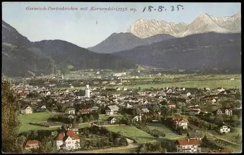 Ansichtskarte Garmisch-Partenkirchen Stadt und Karwendel 1915