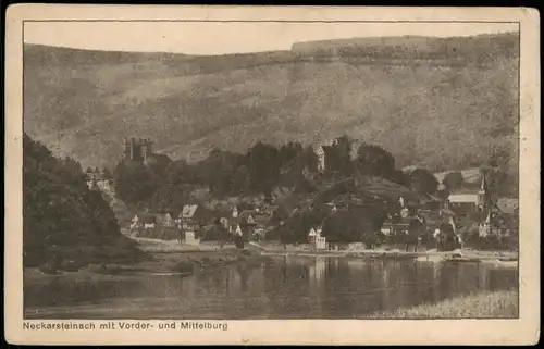 Ansichtskarte Neckarsteinach Panorama-Ansicht mit Vorder- und Mittelburg 1926