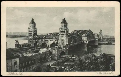 Ansichtskarte Köln Brücke Rhein Brücke Dombrücke 1920