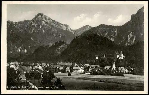 Ansichtskarte Füssen Panorama mit Neuschwanstein 1939
