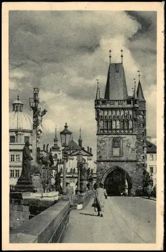 Postcard Prag Praha Karlsbrücke/Karlův most 1932