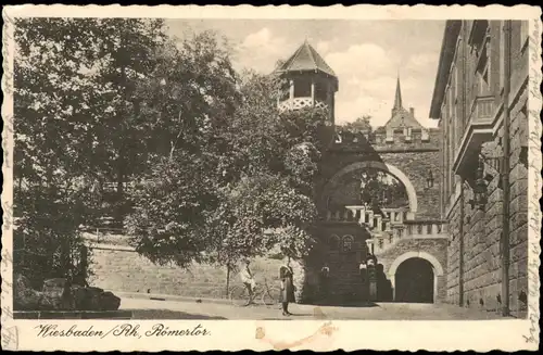 Ansichtskarte Wiesbaden Partie am Römer-Tor Römertor 1942