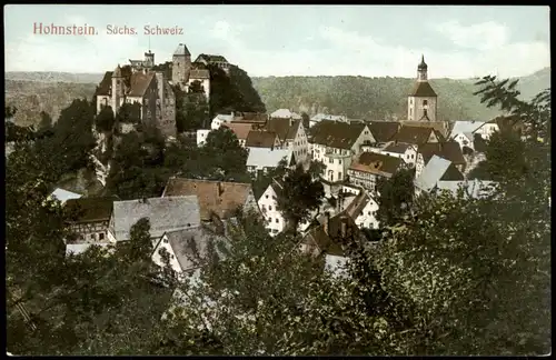 Hohnstein (Sächs. Schweiz) Panorama-Ansicht Ortsansicht 1910/1908
