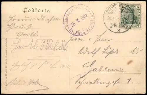 Schreiberhau Szklarska Poręba Schneegrube mit Baude 1907  Baudenstempel