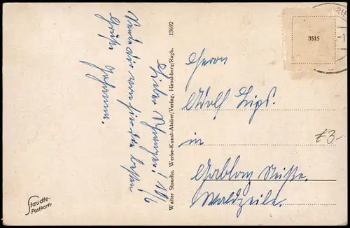 Postcard Johannisbad Janské Lázně Stadtpartie 1938