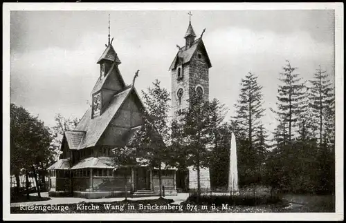 Postcard Brückenberg-Krummhübel Karpacz Górny Karpacz Kirche Wang 1930