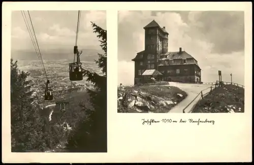 Postcard Reichenberg Liberec 2 Bild Jeschken (Ještěd), Seilbahn 1934