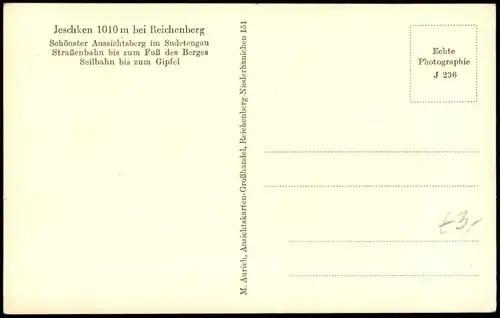 Reichenberg Liberec Jeschken (Ještěd) mit Bergbahn Panorama 1940