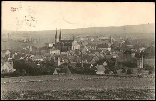 Postcard Eger Cheb Panorama-Ansicht 1908