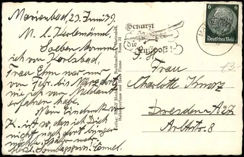 Postcard Marienbad Mariánské Lázně Schillerplatz 1939