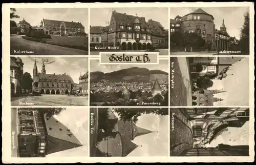 Ansichtskarte Goslar Mehrbildkarte mit 9 Ortsansichten 1954
