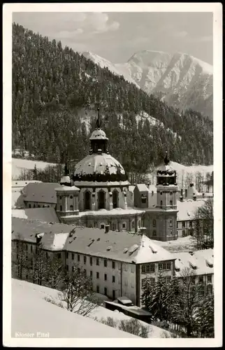 Ansichtskarte Ettal Kloster im Winter 1951