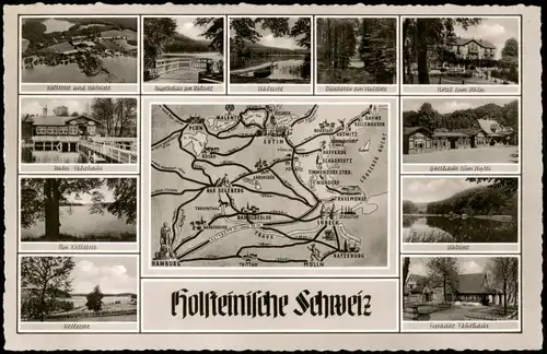 Eutin Holsteinische Schweiz Mehrbildkarte Fotos & Umgebungskarte 1960