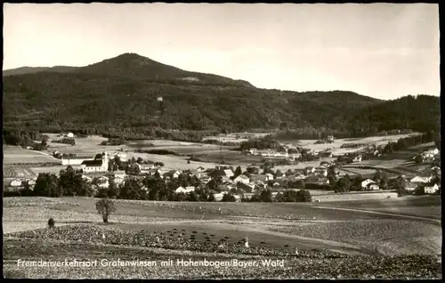Ansichtskarte Grafenwiesen Ortsansicht mit Hohenbogen Bayer. Wald 1966