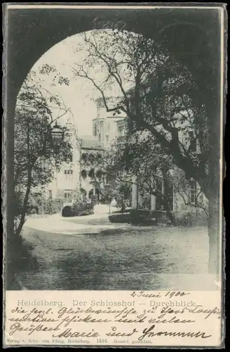 Ansichtskarte Heidelberg Heidelberger Schloss Schlosshof Durchblick 1900