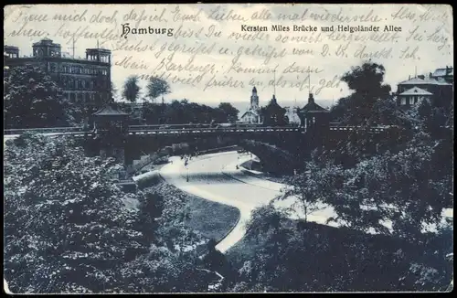 Ansichtskarte Hamburg Helgoländer Allee mit Miles Brücke 1911