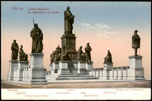 Ansichtskarte Worms Luther-Denkmal Le Monument de Luther 1920
