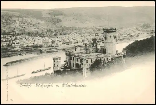 Stolzenfels-Koblenz Schloß Stolzenfels und Oberlahnstein am Rhein 1900