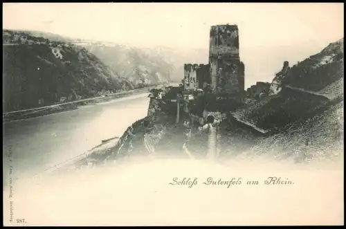 Ansichtskarte Kaub Burg Schloss Gutenfels am Rhein (Rhine Castle) 1900