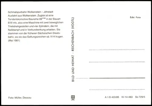 Jöhstadt (Erzgebirge) Schmalspurbahn Wolkenstein-Jöhstadt, Mai 1981 1984/1985