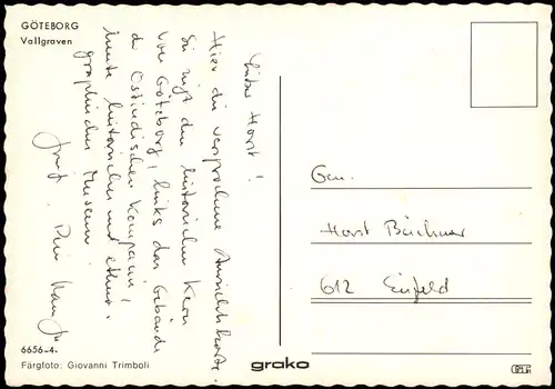 Postcard Göteborg Göteborg Vallgraven 1982