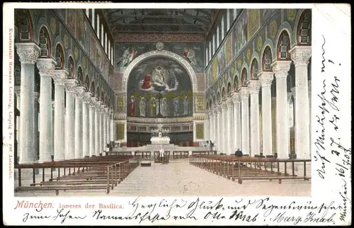 Ansichtskarte Maxvorstadt-München Basilika St. Bonifaz - Saal 1903