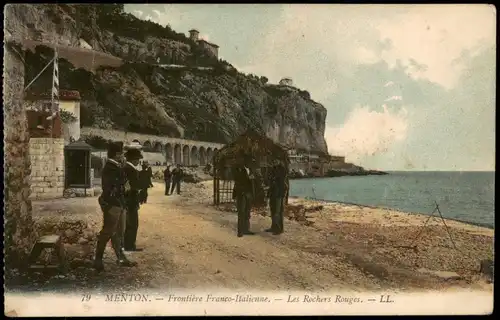 Menton Mentoun/ Mentone Frontière Franco-Italienne. – Les Rochers Rouges. 1913